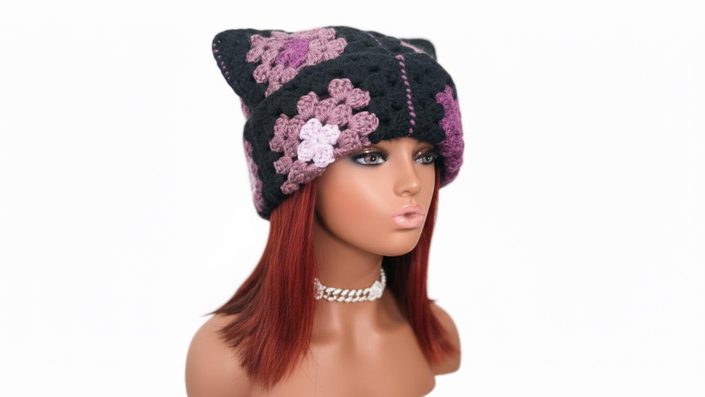 Crochet Granny Square Beanie Pattern for beginners Instant Download