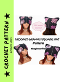 Crochet Granny Square Beanie Pattern for beginners Instant Download