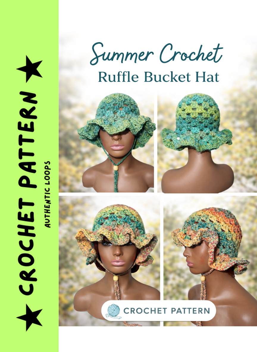 Summer Crochet Ruffle Bucket Hat Pattern PDF | Easy Crochet Bucket Hat Tutorial | Beginner Friendly Crochet Hat