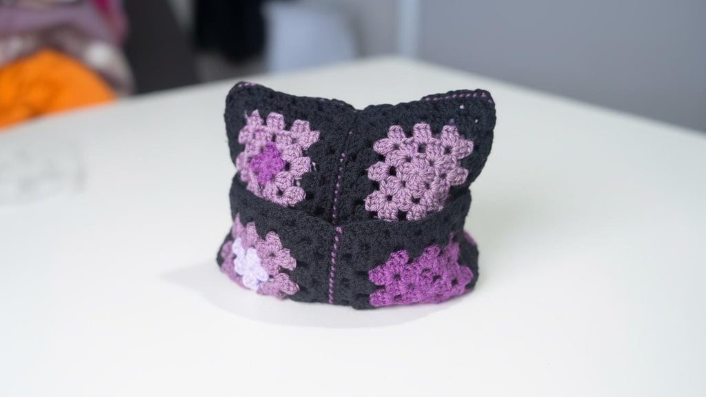 Crochet Granny Square Beanie Pattern for beginners Instant Download