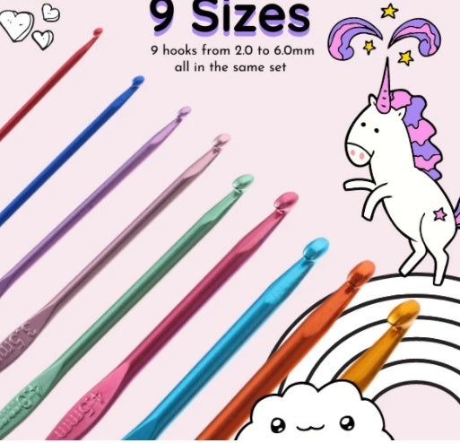 Floral Crochet Hook Set With Storage Pouch