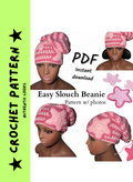 Easy Slouch Beanie Crochet Pattern PDF | Star Pattern | Adult Hat | Instant Download