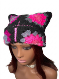 Pink Crochet Cat Ear Beanie – Cute Cozy Handmade Hat