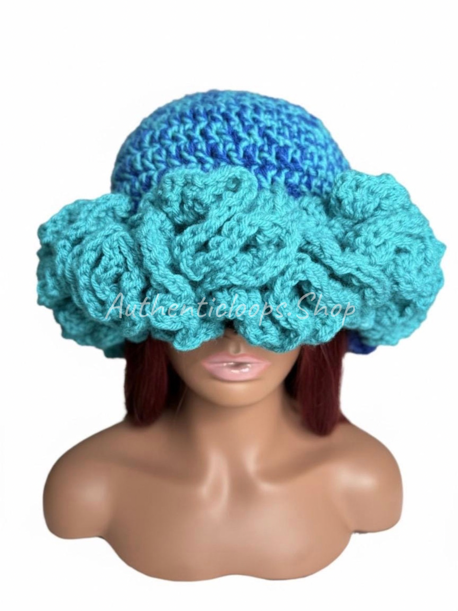 Crochet Ruffle Hat Pattern PDF – Double Yarn Digital Download. Beginner Friendly
