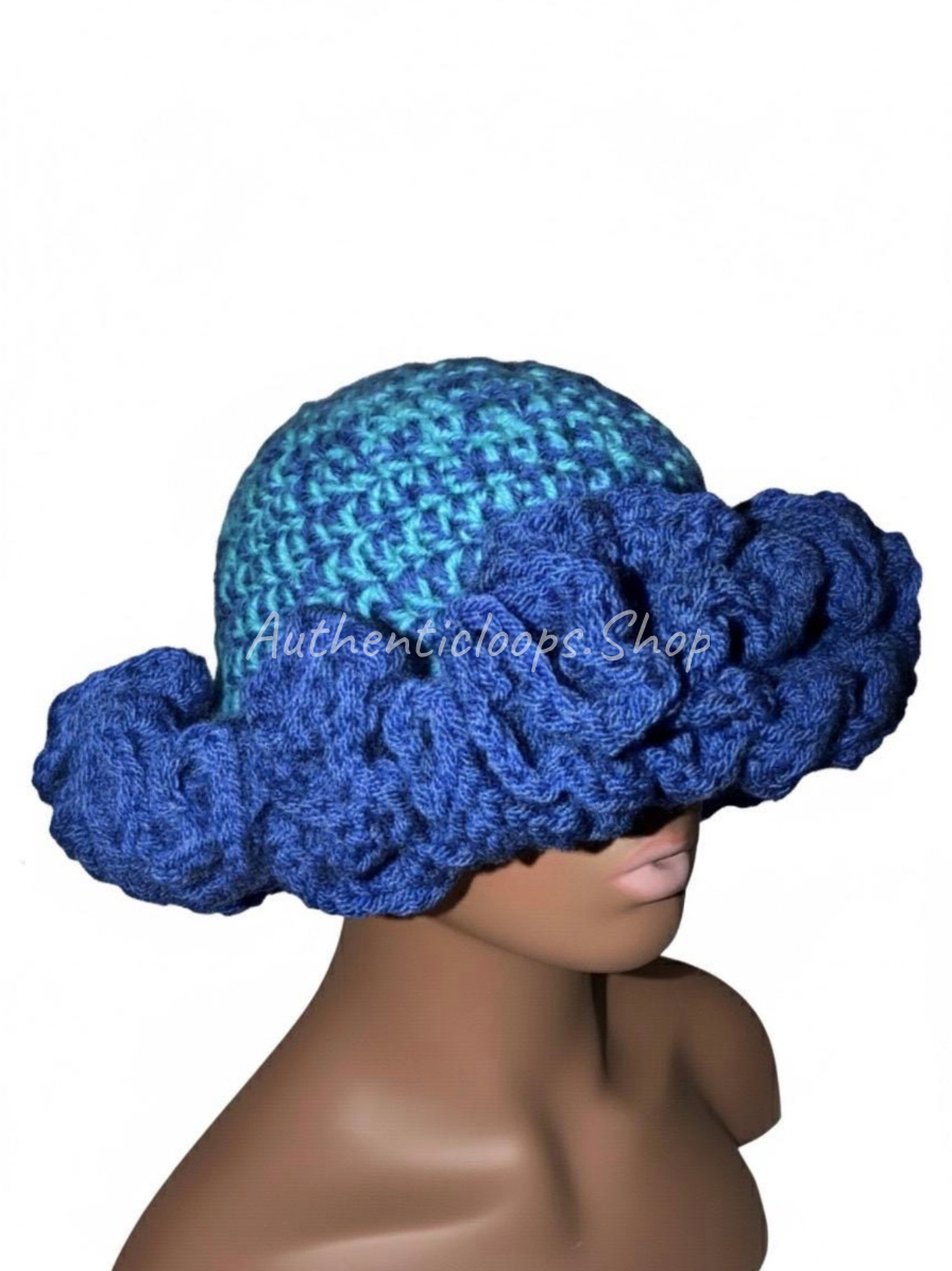 Crochet Ruffle Hat Pattern PDF – Double Yarn Digital Download. Beginner Friendly