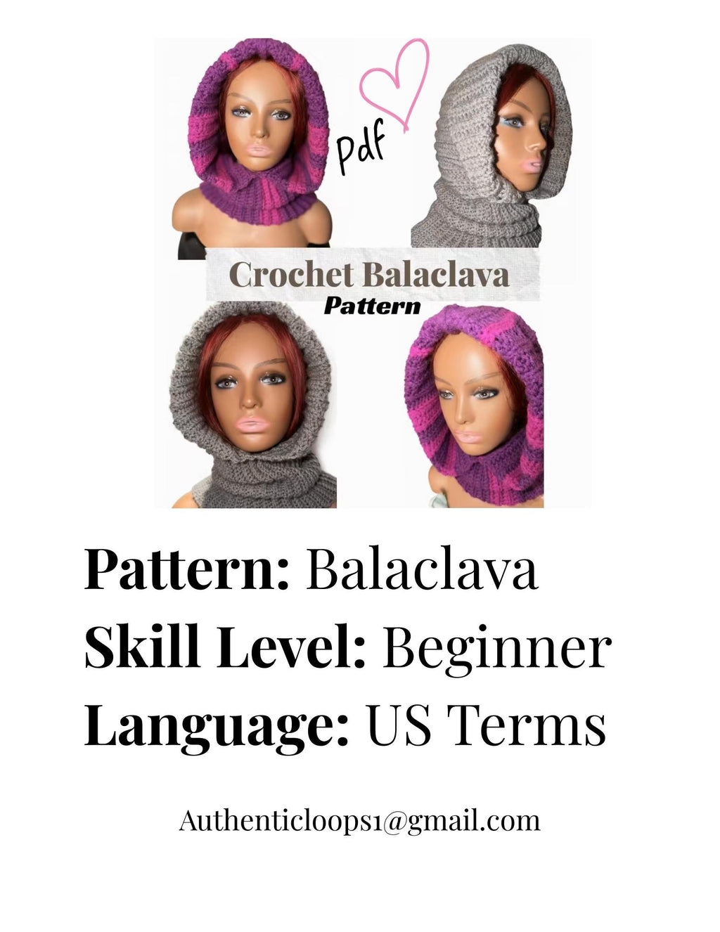 Crochet Balaclava Pattern Beginner Friendly Instant Download Easy Step by Step with Pictures cozy